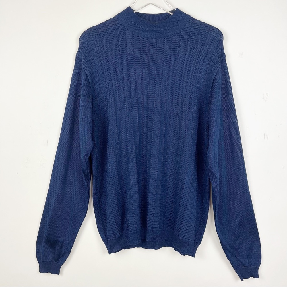 Kilburne & Finch Blue Long Sleeve Rayon Cotton Pullover Sweater Top